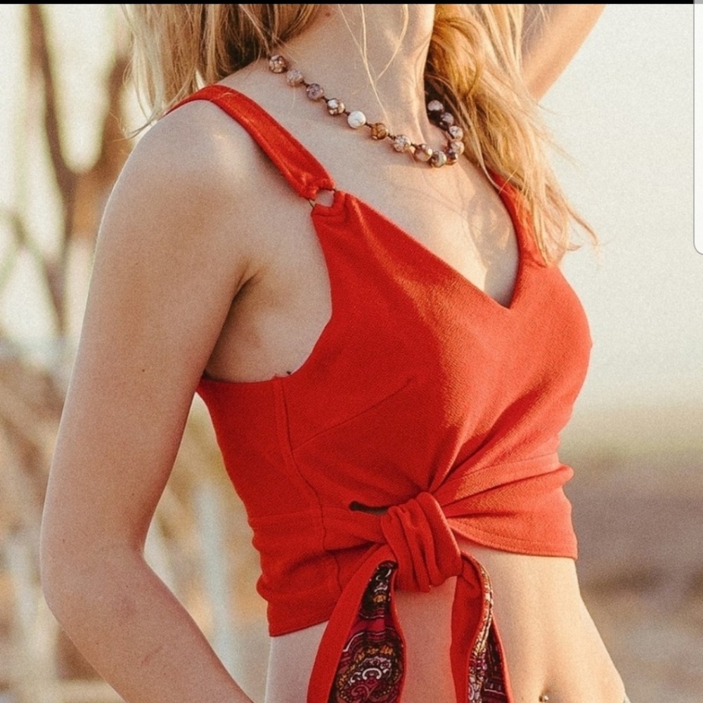 Free People Paisley Pop Cropped Tank
